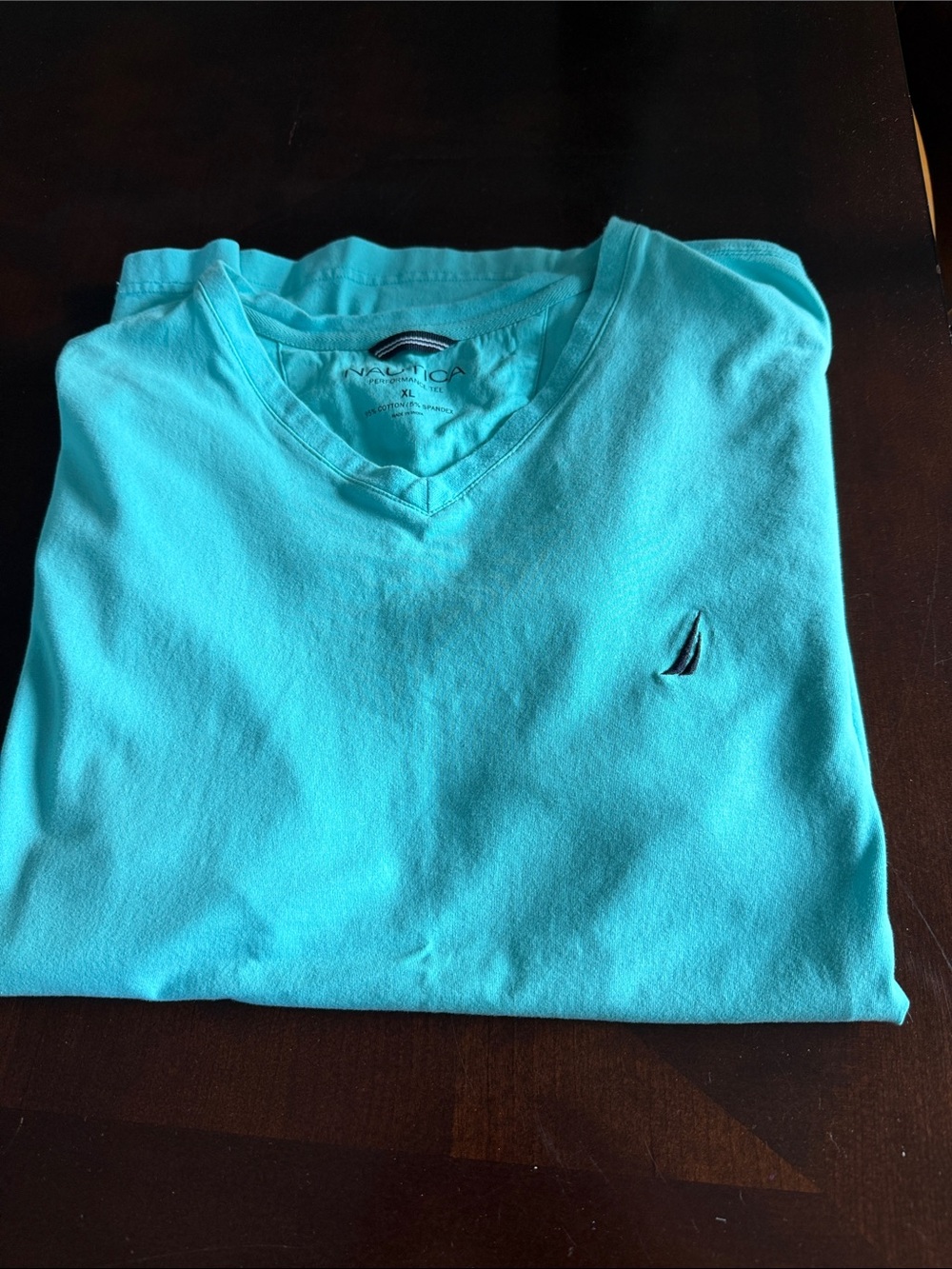 Nautica Men's V-Neck Tee in Bright Aqua xl